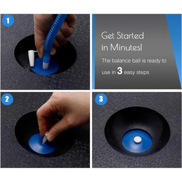 ZELUS Balance Ball Trainer with Resistance Bands and Foot Pump, Inflatable Yoga - Picture 3 of 7